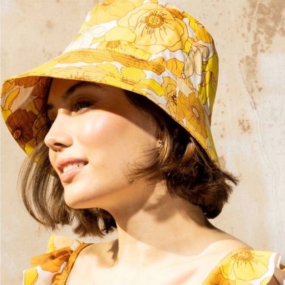Mott-50 NWT Paloma bucket hat Sunset Floral adjustable strap inside & wide brim - Picture 2 of 8